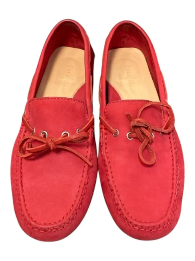 Cole Haan Shoe Size 7 Red Suede Almond shape Slip On Tie Detail Boat Shoes