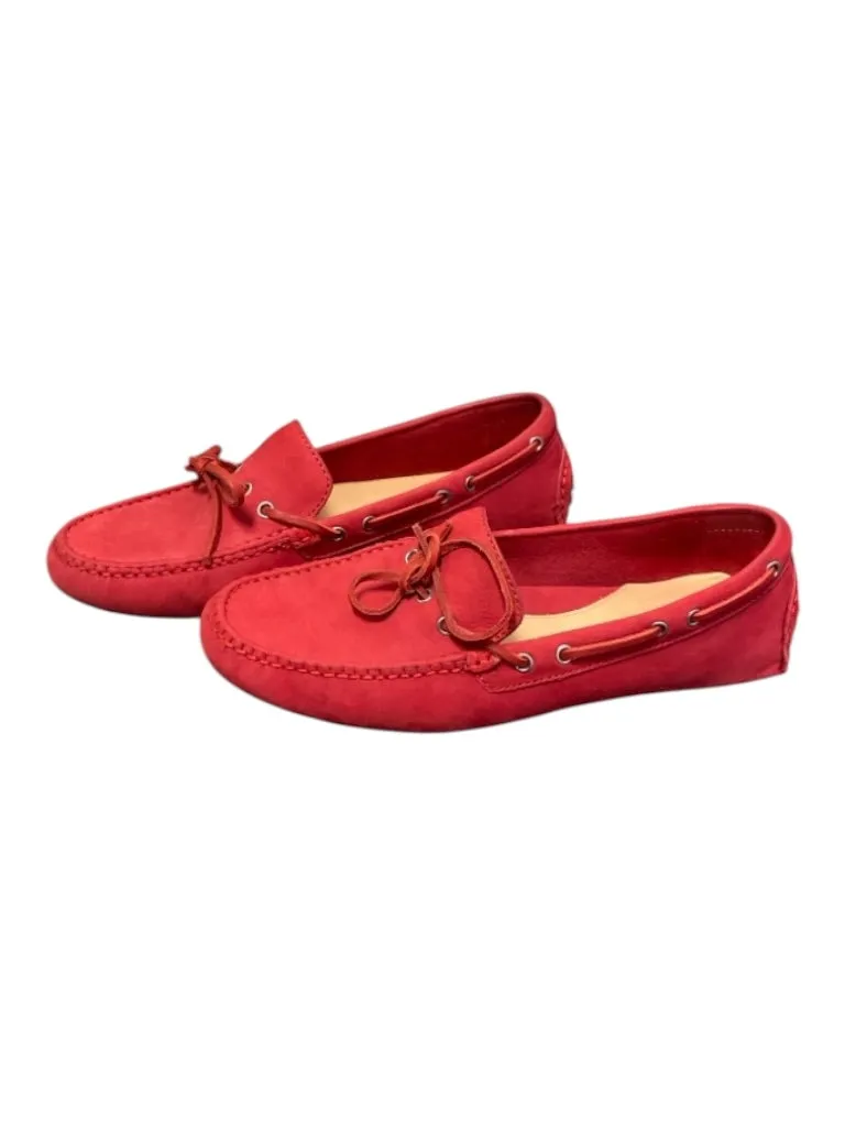 Cole Haan Shoe Size 7 Red Suede Almond shape Slip On Tie Detail Boat Shoes