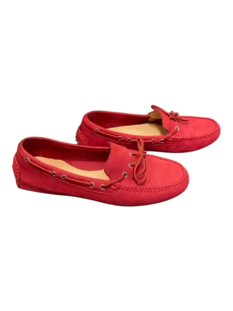 Cole Haan Shoe Size 7 Red Suede Almond shape Slip On Tie Detail Boat Shoes