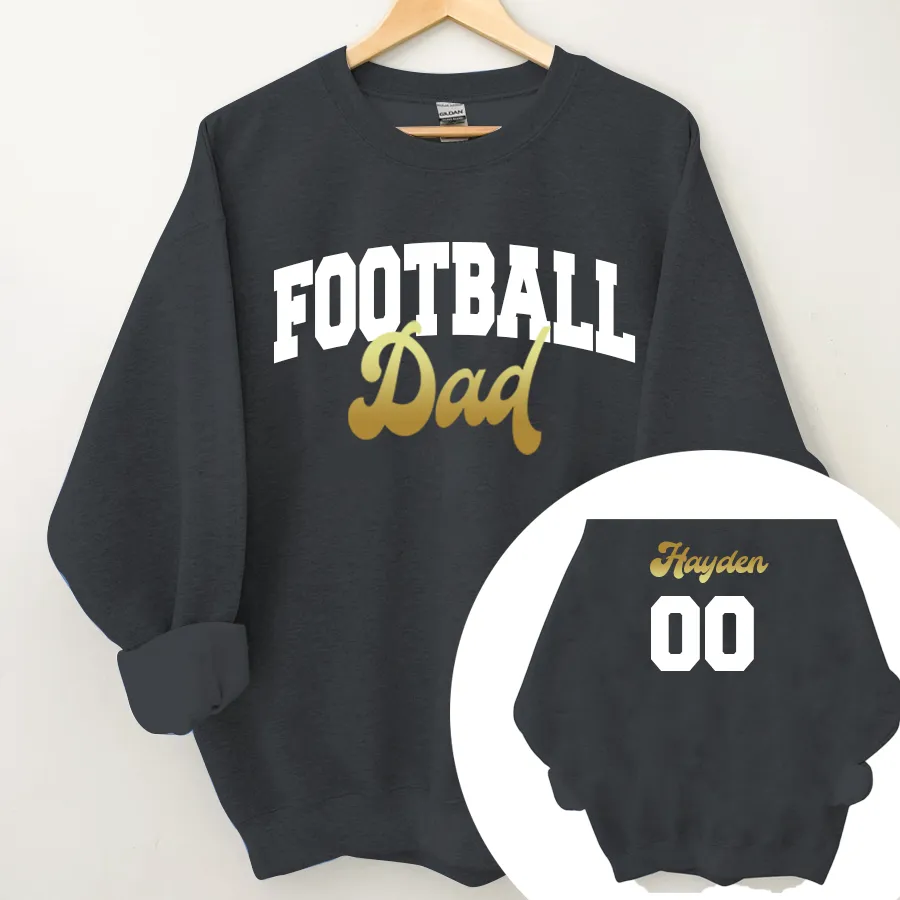 Custom Dad Shirt, Custom School Spirit Dad Shirt, Dad Sport Sweatshirt, Gold and White