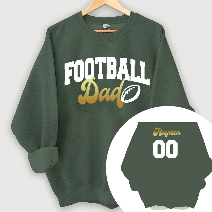 Custom Football Dad Shirt, Football Dad Shirt, Football Dad Shirt, Custom School Spirit Football Dad Shirt, Football Sweatshirt, Gold and White