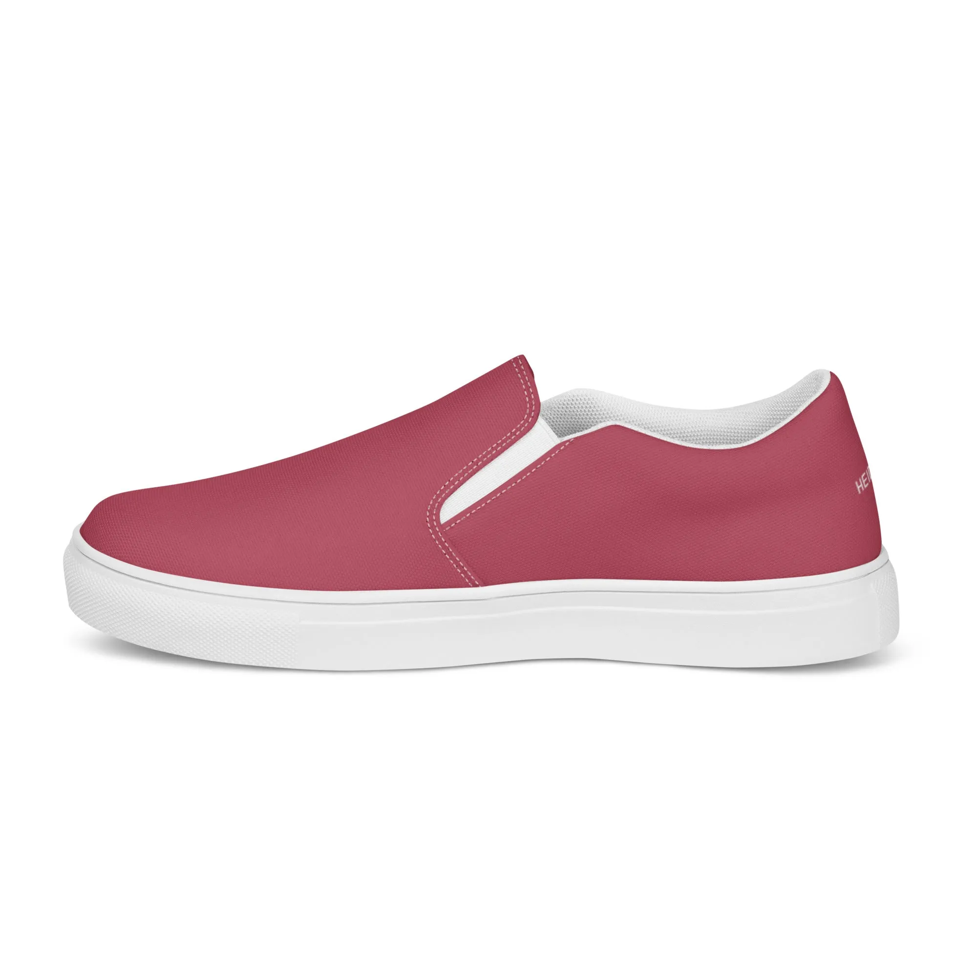 Dark Pink Men's Slip Ons, Solid Pink Color Best Casual Breathable Men’s Slip-on Canvas Shoes (US Size: 5-13)