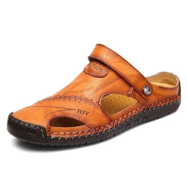 Darren - Men Leather Sandals Summer Non-slip Breathable Slip on