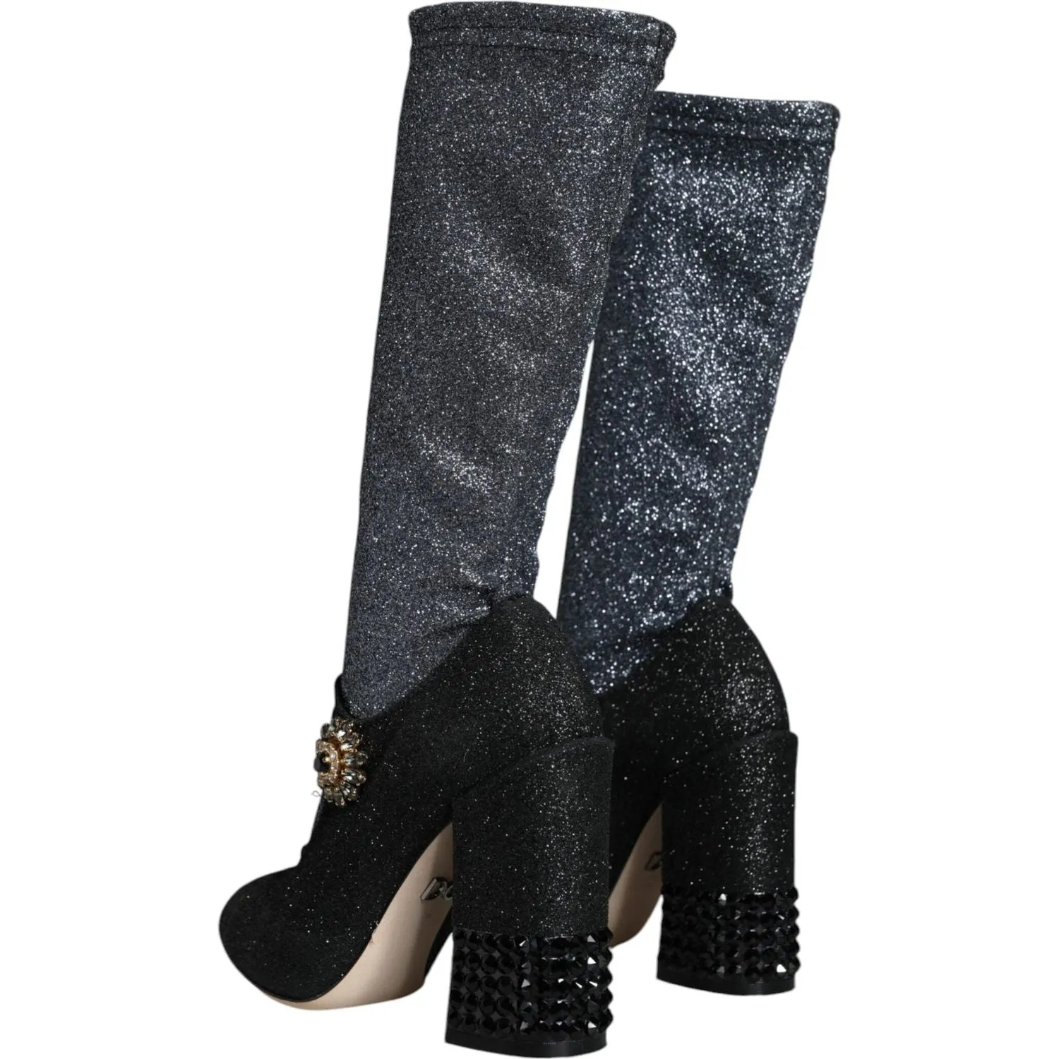 Dolce & Gabbana Black Crystal Mary Janes Booties Shoes