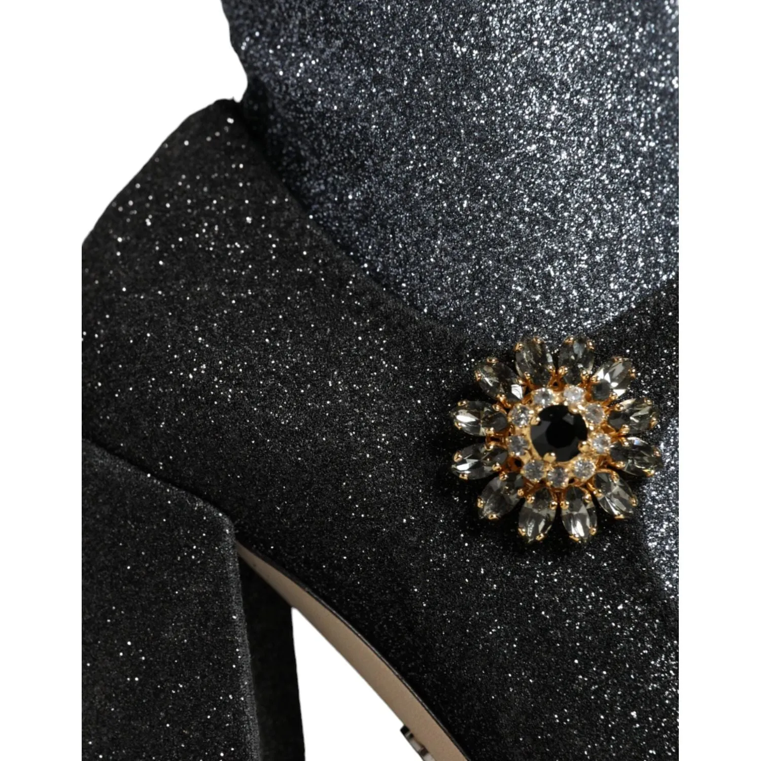 Dolce & Gabbana Black Crystal Mary Janes Booties Shoes