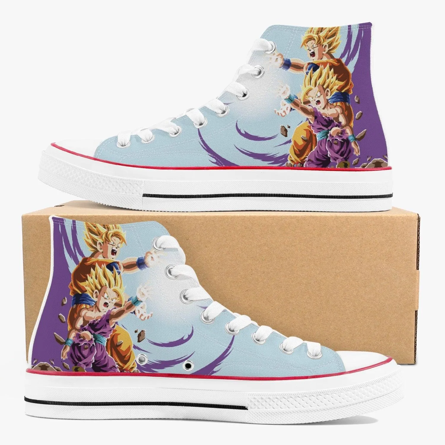 Dragonball Z Goku and Gohan A-Star High White Anime Shoes