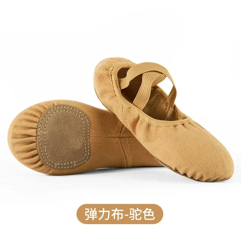 Elastic Cloth Latin Dance Training Adult Women Girl MenCow Suede Shoe Soft Sole Ballet Children's Dance Training Shoes Wholesale