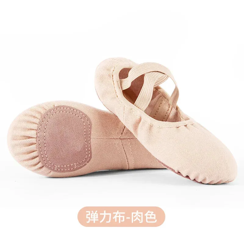 Elastic Cloth Latin Dance Training Adult Women Girl MenCow Suede Shoe Soft Sole Ballet Children's Dance Training Shoes Wholesale