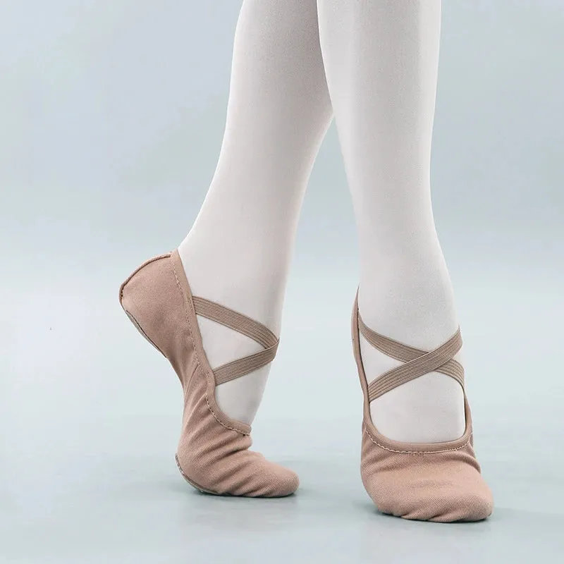 Elastic Cloth Latin Dance Training Adult Women Girl MenCow Suede Shoe Soft Sole Ballet Children's Dance Training Shoes Wholesale