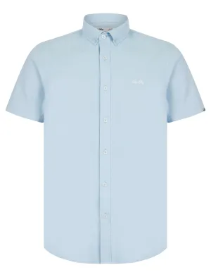 Elbury 3 Short Sleeve Cotton Twill Shirt in Windsurfer Blue / White - Tokyo Laundry