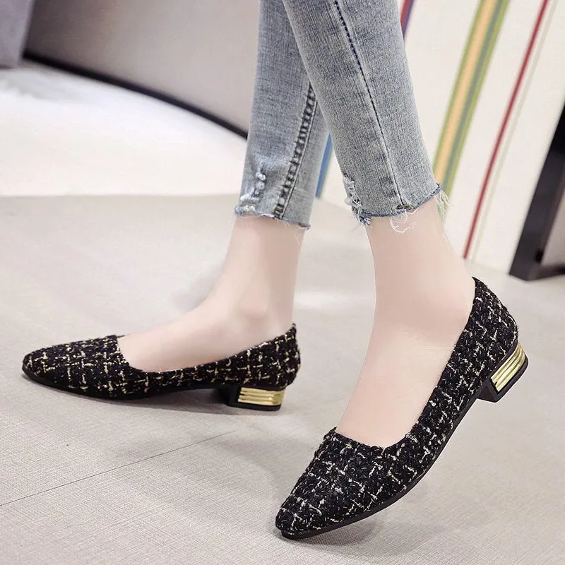 Fashion Flats for Women Casual Shoes Slip-on Ladies Boat Shoes Soft Comfortable Female Flats Plaid Plus Size 42 A2990