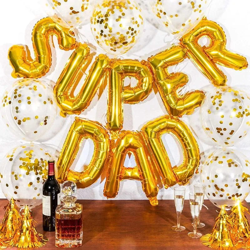 Fathers Day Balloons, Super Dad (Gold Foil, 29 Pack)