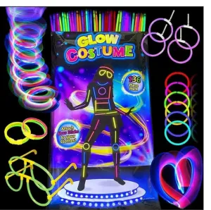 Fluorescent Glowing Light Costume Set (136 Pieces)