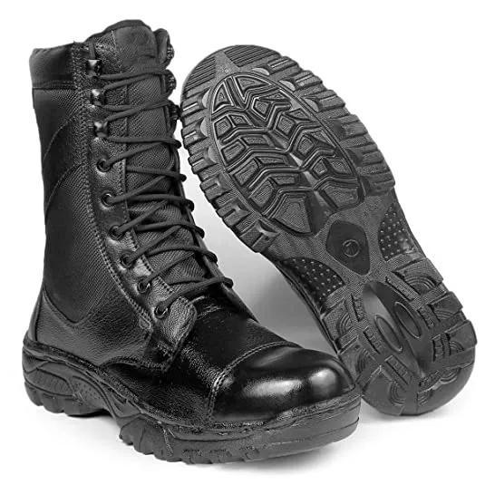 Full Black Pure Leather Army Boots For Men's-JonasParamount