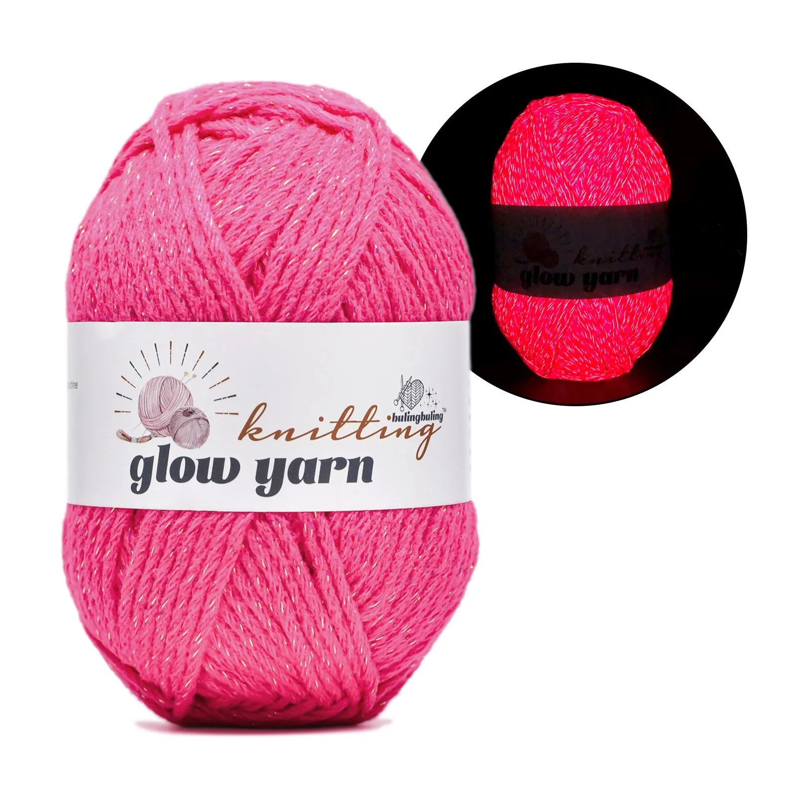 Glowing Pink Acrylic Metallic Yarn – Perfect for Christmas Crochet