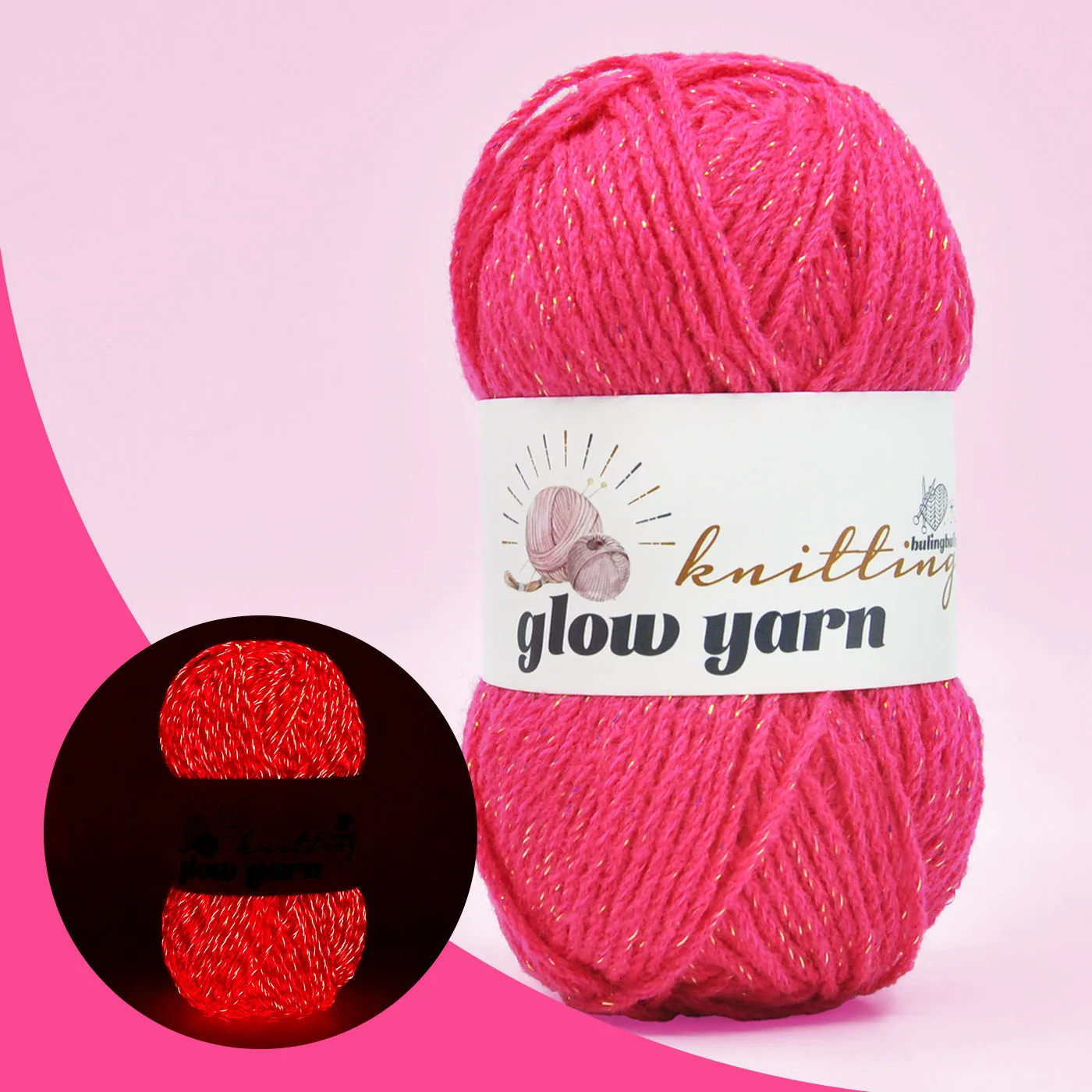 Glowing Pink Acrylic Metallic Yarn – Perfect for Christmas Crochet