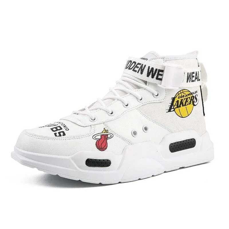 High-Top Sneakers Shoes Graffiti Buckle