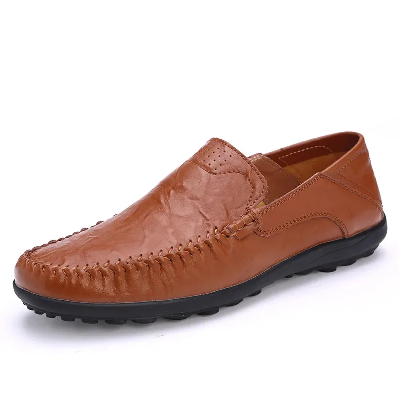 Hnzxzm Plus Size 46 47 Genuine Leather Men Shoes Casual Brand Formal Mens Loafers Moccasins Italian Breathable Slip on Male Boat Shoes