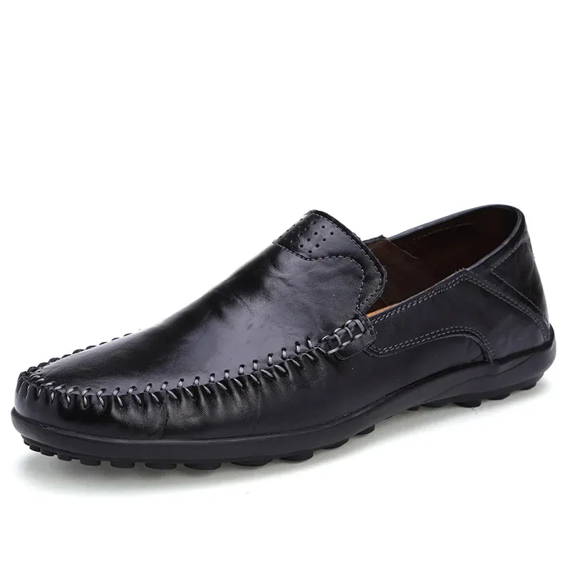 Hnzxzm Plus Size 46 47 Genuine Leather Men Shoes Casual Brand Formal Mens Loafers Moccasins Italian Breathable Slip on Male Boat Shoes