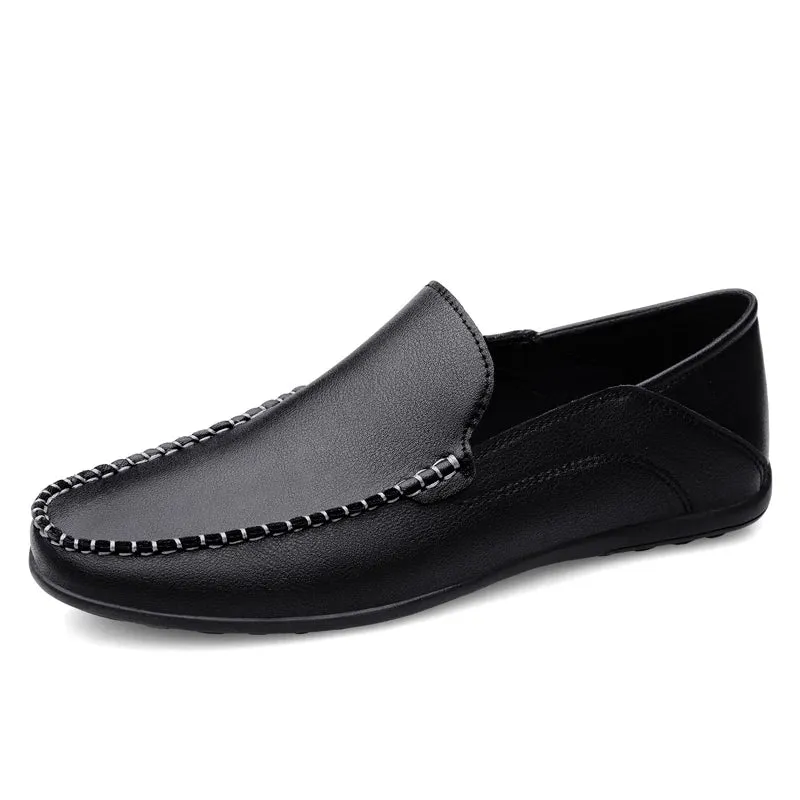 Hnzxzm Plus Size 46 47 Genuine Leather Men Shoes Casual Brand Formal Mens Loafers Moccasins Italian Breathable Slip on Male Boat Shoes