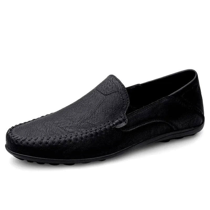 Hnzxzm Plus Size 46 47 Genuine Leather Men Shoes Casual Brand Formal Mens Loafers Moccasins Italian Breathable Slip on Male Boat Shoes