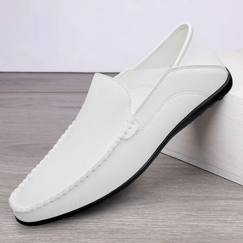 Hnzxzm Plus Size 46 47 Genuine Leather Men Shoes Casual Brand Formal Mens Loafers Moccasins Italian Breathable Slip on Male Boat Shoes