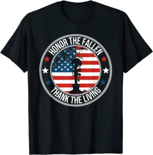 Honor The Fallen Thank The Living Memorial Day Veteran Flag T-Shirt