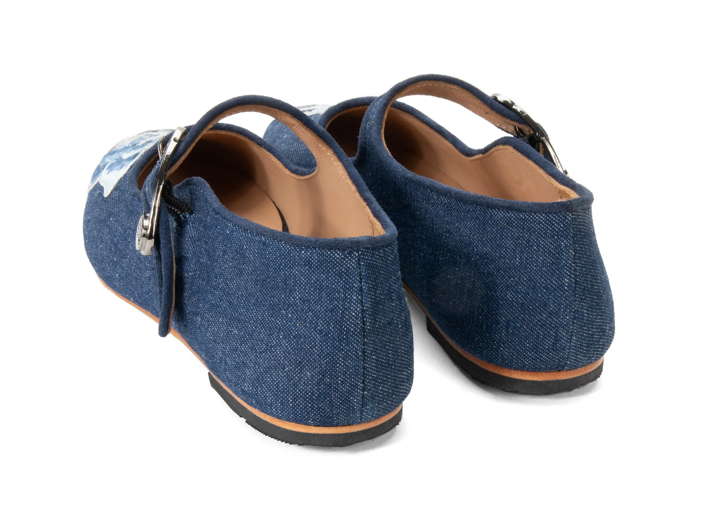 John Fluevog x Anna Sui Butterfly Mary Janes-Denim Blue