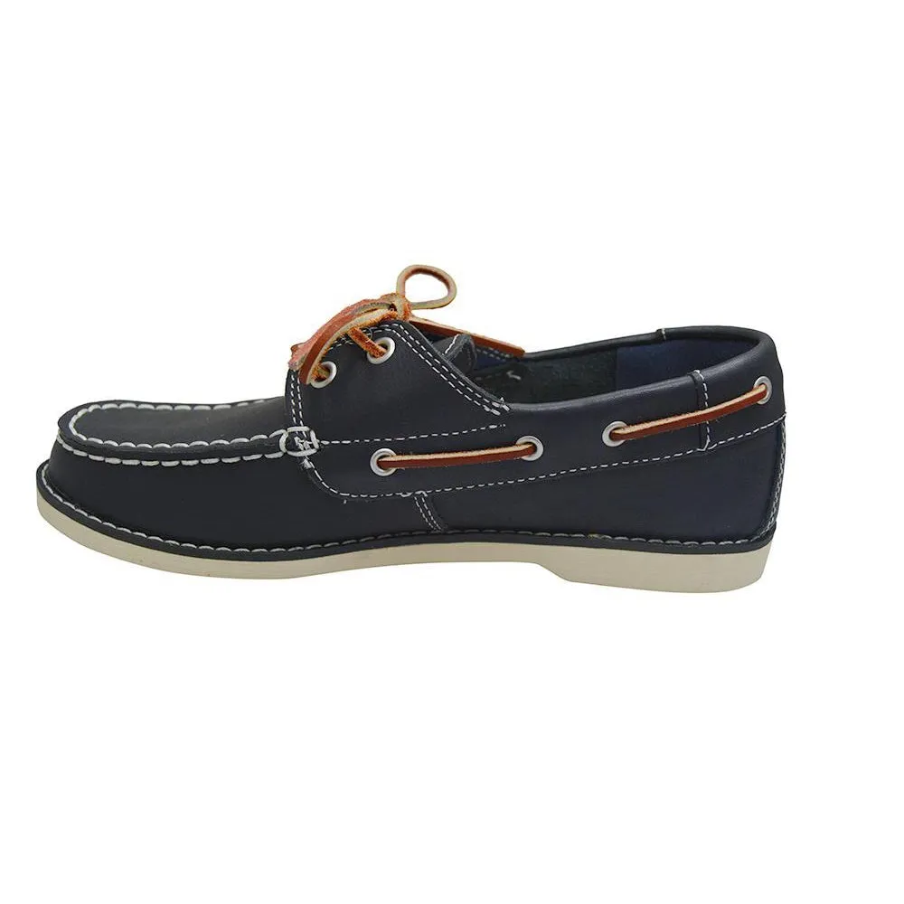 Juniors Boat Shoes - 3197A - Navy blue boat Shoes for big Kids UK 5.5