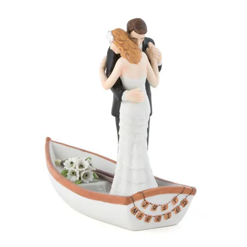 Just Married Love Boat Bride and Groom Wedding Cake Topper