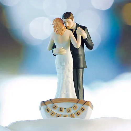 Just Married Love Boat Bride and Groom Wedding Cake Topper