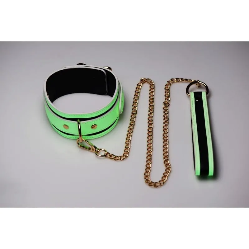 Kink in the Dark Glowing Collar & Lead Flouro Green