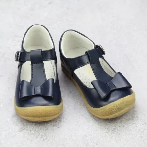 L'Amour Girls Navy T-Strap Bow Mary Janes