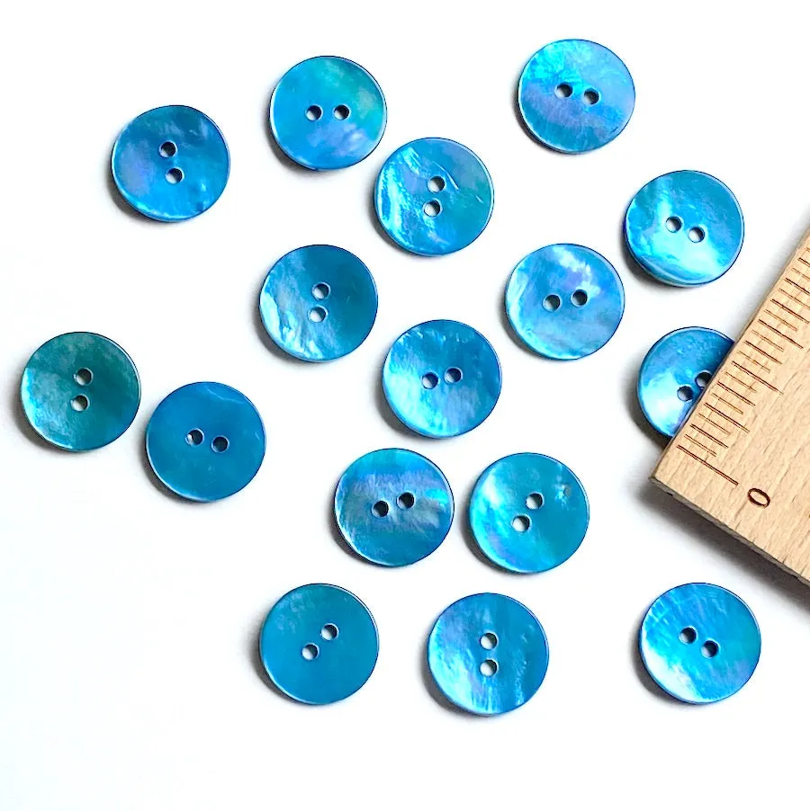 LAST PACK, 16 Buttons, Sweetwater Blue 5/8" Mother of Pearl   #23-157