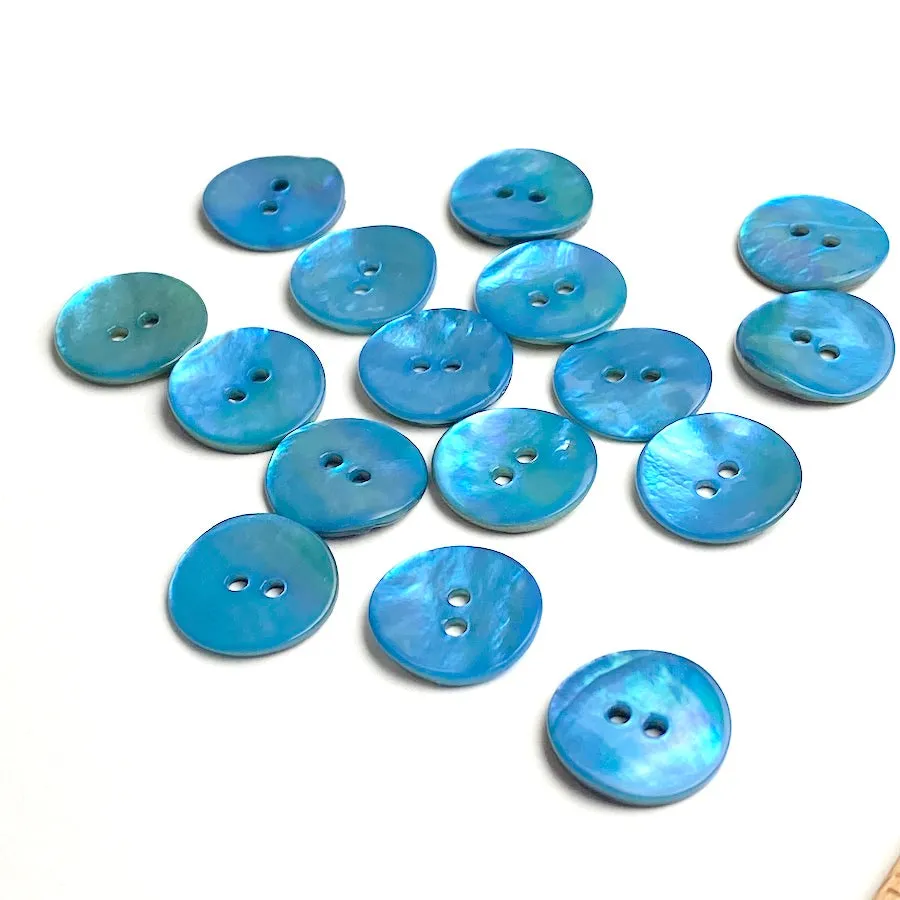 LAST PACK, 16 Buttons, Sweetwater Blue 5/8" Mother of Pearl   #23-157