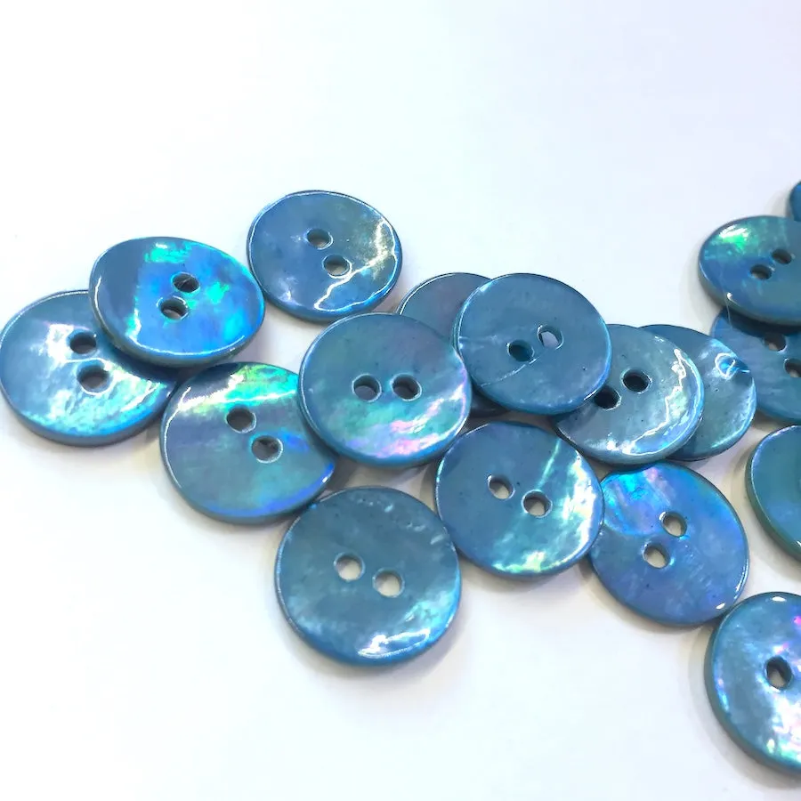 LAST PACK, 16 Buttons, Sweetwater Blue 5/8" Mother of Pearl   #23-157