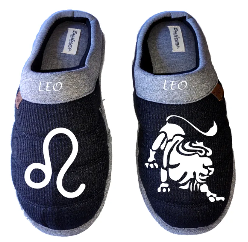 Leo Zodiac sign Astrology horoscope DF by DEARFOAMS Men's Slippers / House Shoes slides dad father husband gift