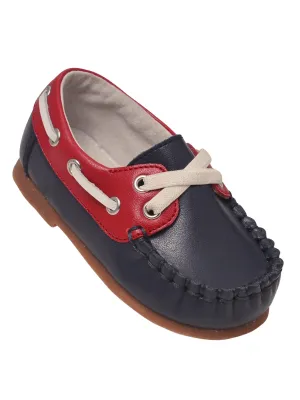 Little Boys Navy Red Hudson Boat Shoes 5-7 Toddler