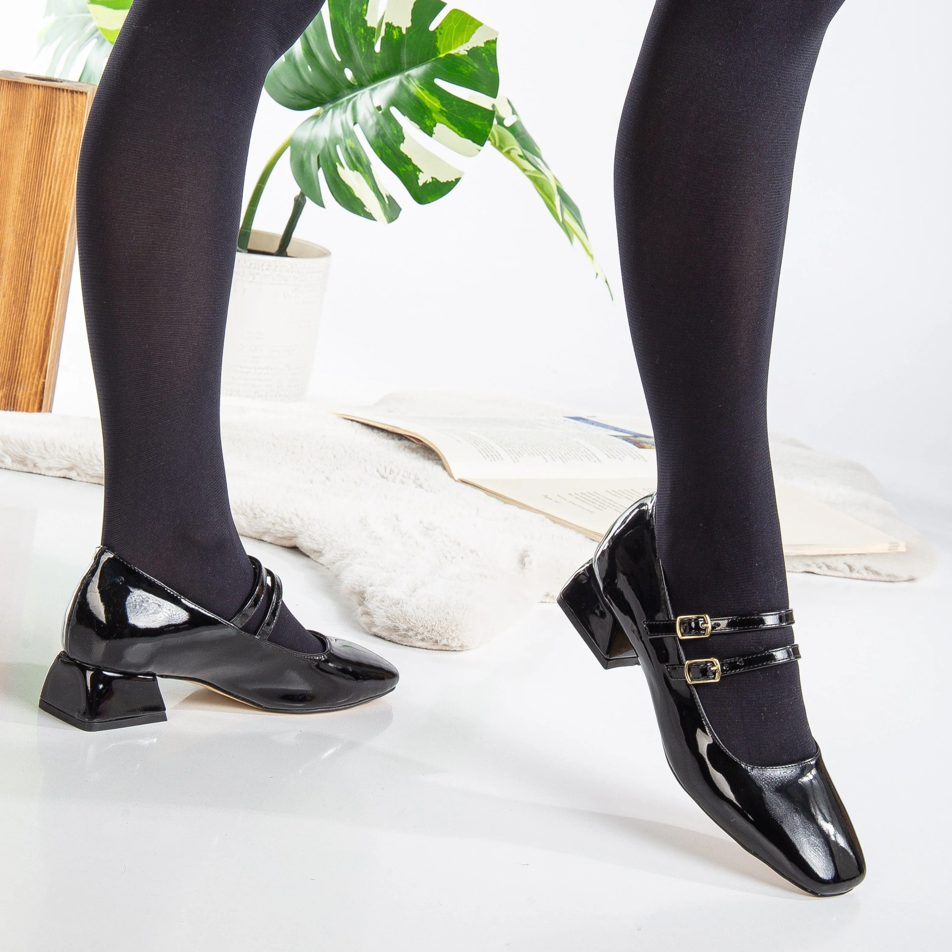 Lizbeth Vegan Leather Mary Jane Shoes | Black