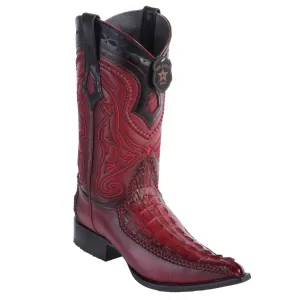 Los Altos Boots Caiman Tail 3x Toe Stitched Boots - Faded Burgundy