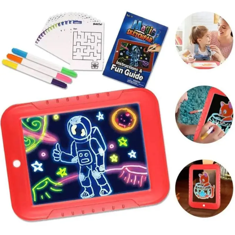 Magic Pad Light Up 3D Magic Sketch Drawing Pad For Kids