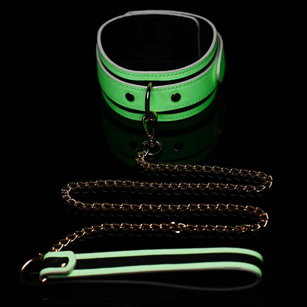 Master Series Kink in the Dark Glowing Collar with Leash