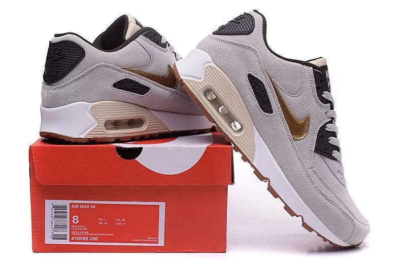 Max 90 Premium Suede Beige Sport Running Shoes