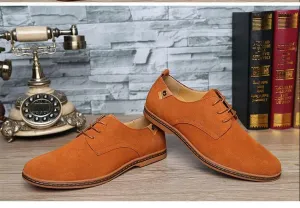 Men Casual Leather Chaussure Homme Shoes Orange Vintage