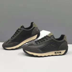 Men Fashion Leather Flat Casual Training Sneakers