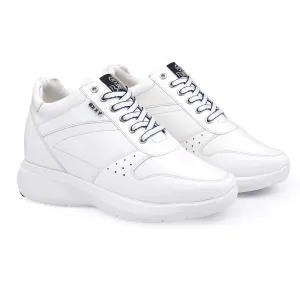 Men's Stylish Hidden Height Increasing Pu Leather Material Casual Sneaker Lace up Shoes