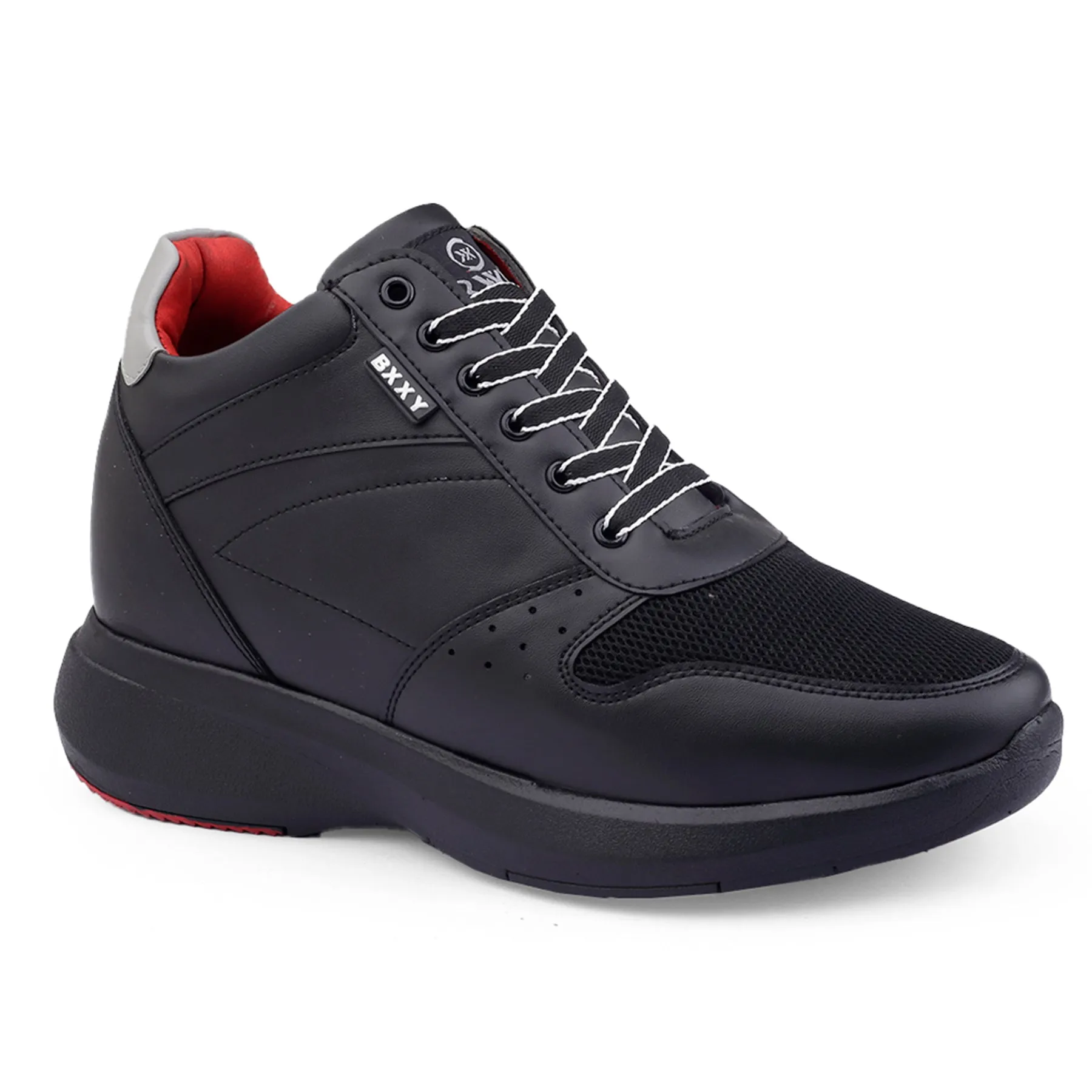 Men's Stylish Hidden Height Increasing Pu Leather Material Casual Sneaker Lace up Shoes