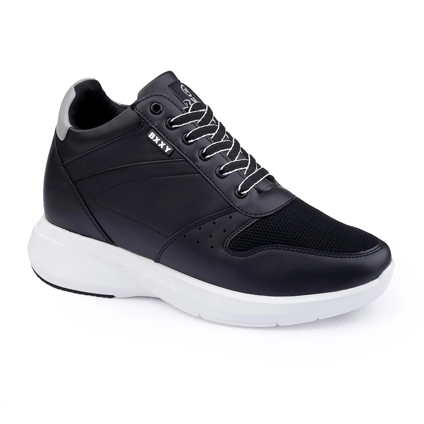 Men's Stylish Hidden Height Increasing Pu Leather Material Casual Sneaker Lace up Shoes