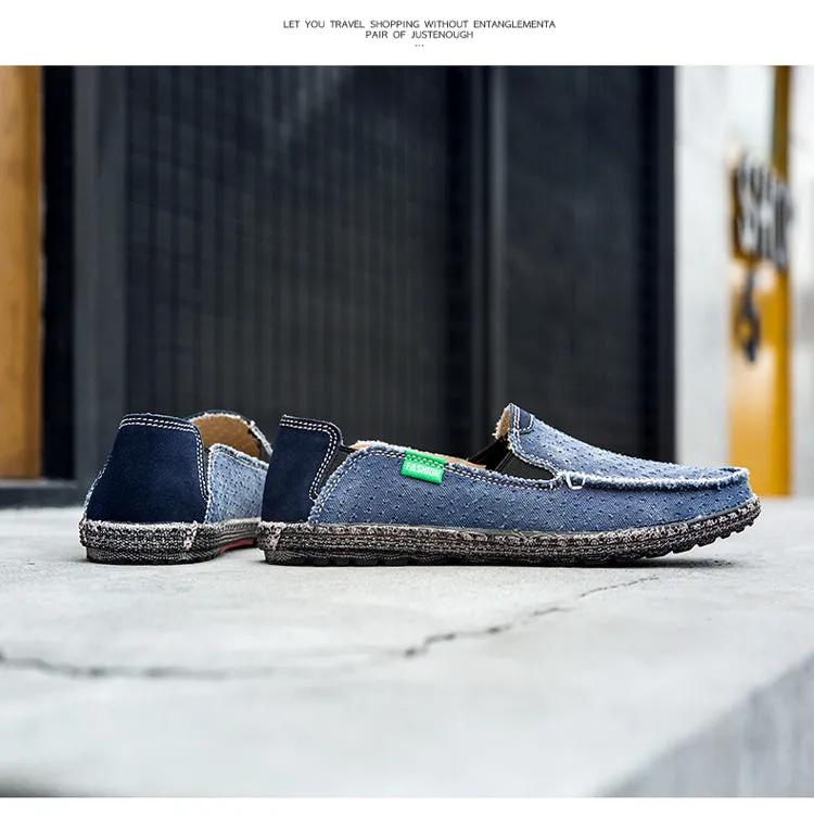 Men's Walking Casual Cloth Shoes  Comfortable Lightweight Slip On Loafer Breathable Vintage Boat Shoes