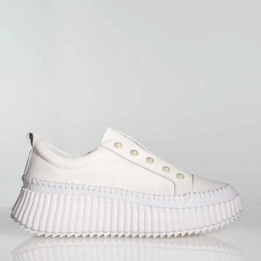 MINX - Pearlzie Sneaker White Milled/White Smooth Trim